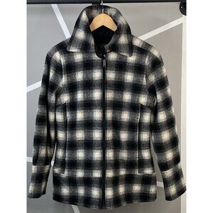 Woolrich Chatham Creek Wool Jacket Womens S Black Plaid Quilted Lining Full Zip